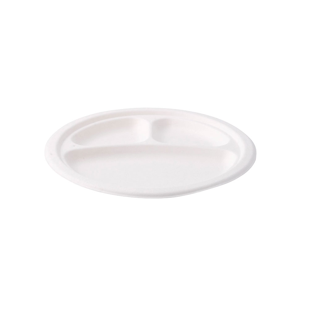 greenbox - Menüteller aus Zuckerrohr Ø 22 cm, 3 Kammern, rund, 50 St. Image