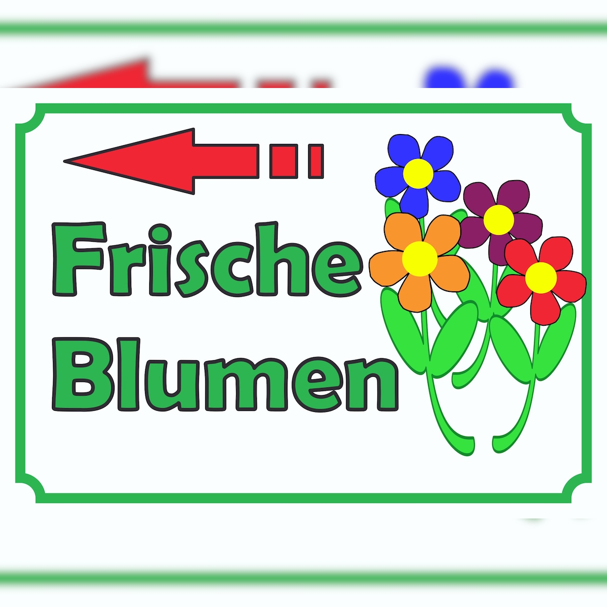 Verkaufsschild Schild Blumen links A3 Rückseite selbstklebend Image