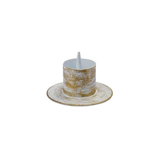 Kerzenleuchter Weiß/Gold mit Dorn für hohe Kerzen Ø 40 mm