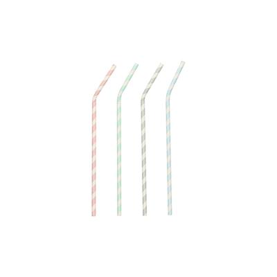 PAPSTAR 100 Trinkhalme, Papier Ø 6 mm · 22 cm farbig sortiert "Stripes" flexibel