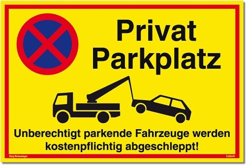 Schild Privatparkplatz gelb | stabiles Alu-Schild mit UV-Schutz 30 x 20 cm Image