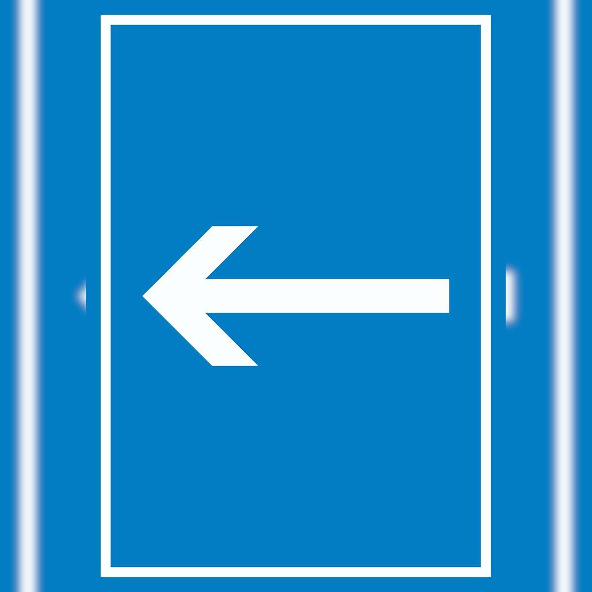 Richtungspfeil links Schild hochkant weiss blau Pfeil A4 Rückseite selbstklebend Image