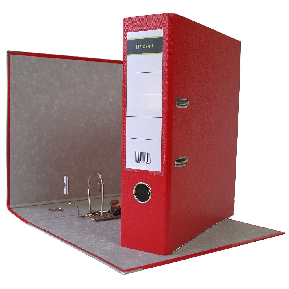 Midori 6 x Ordner A4 8 cm PP Kunststoff Rot Aktenordner Briefordner Breit 80 mm Image