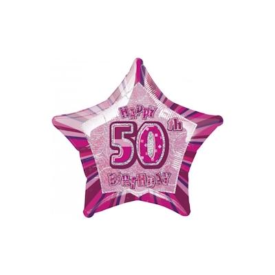 50. Geburtstag Folienballon Stern pink