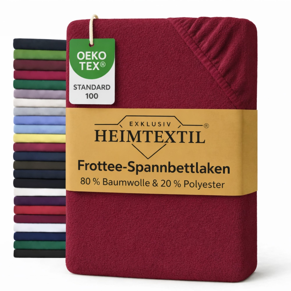 EXKLUSIV HEIMTEXTIL Frottee Spannbettlaken 120 x 200 cm Bordeaux 80% Baumwolle 20% Polyester Öko - Tex Zertifiziert Bed-Sheet Bettlaken Spannbetttuch Image