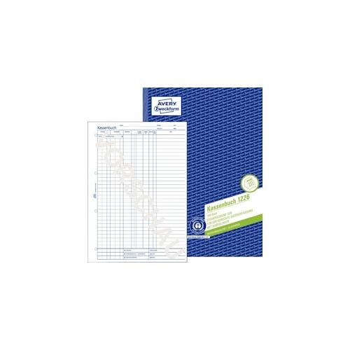 Kassenbuch EDV-gerecht, Recycling, A4, Blaupapier, mit Mikroperforation, alle Blätter gelocht, 100 Blatt
