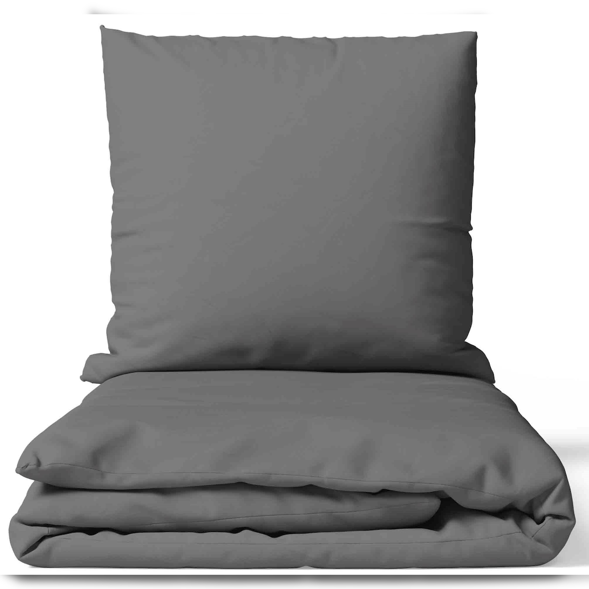 Leonado Vicenti Bettwäsche 135x200 + 80x80 cm Grau Einfarbig Garnitur mit Reißverschluss Image