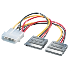 ROLINE Y-Adapterkabel 4 pol. HDD / 2x SATA, 0,12 m Image