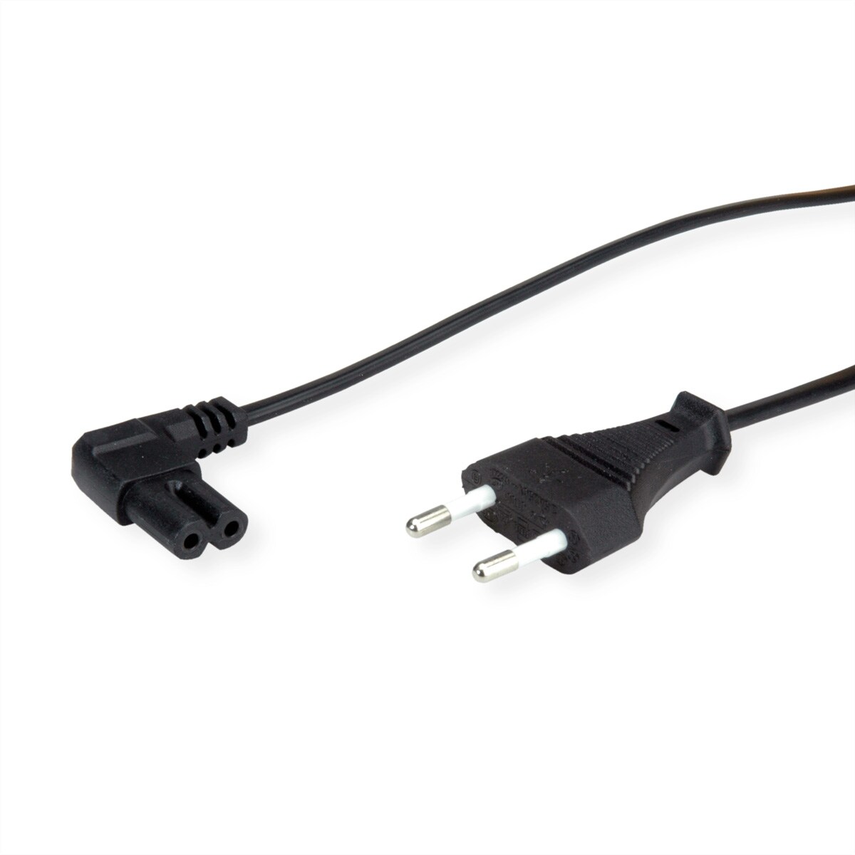 VALUE Netzkabel Euro-Flachstecker auf C7 gewinkelt, 2polig, schwarz, 1,8 m Image