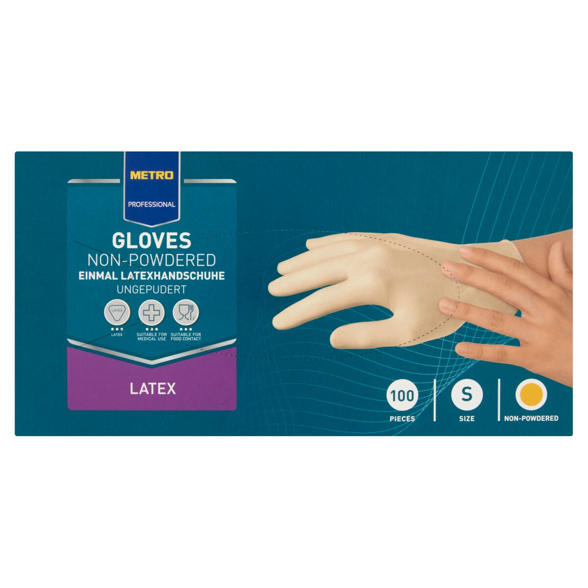 METRO Professional Einmalhandschuhe, Latex, ungepudert, Größe S, weiß, 100 Stück Image