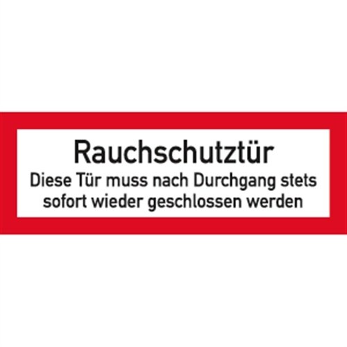 Aufkleber Rauchschutztür Diese Tür muss nach Durchgang ..., Folie, 210x74 mm Image