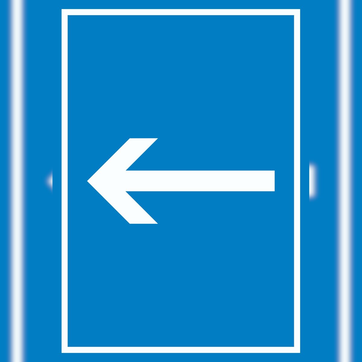 Richtungspfeil links Schild hochkant weiss blau Pfeil A3 Rückseite selbstklebend Image