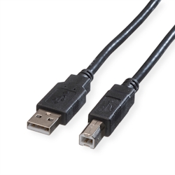 ROLINE USB 2.0 Kabel, Typ A-B, schwarz, 0,8 m Image