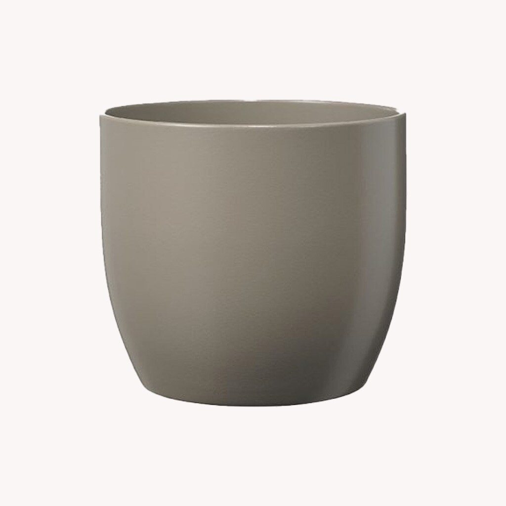 Blumentopf Übertopf BASEL Pflanztopf matt hellgrau rund Keramik H 11 Ø 12 cm Image