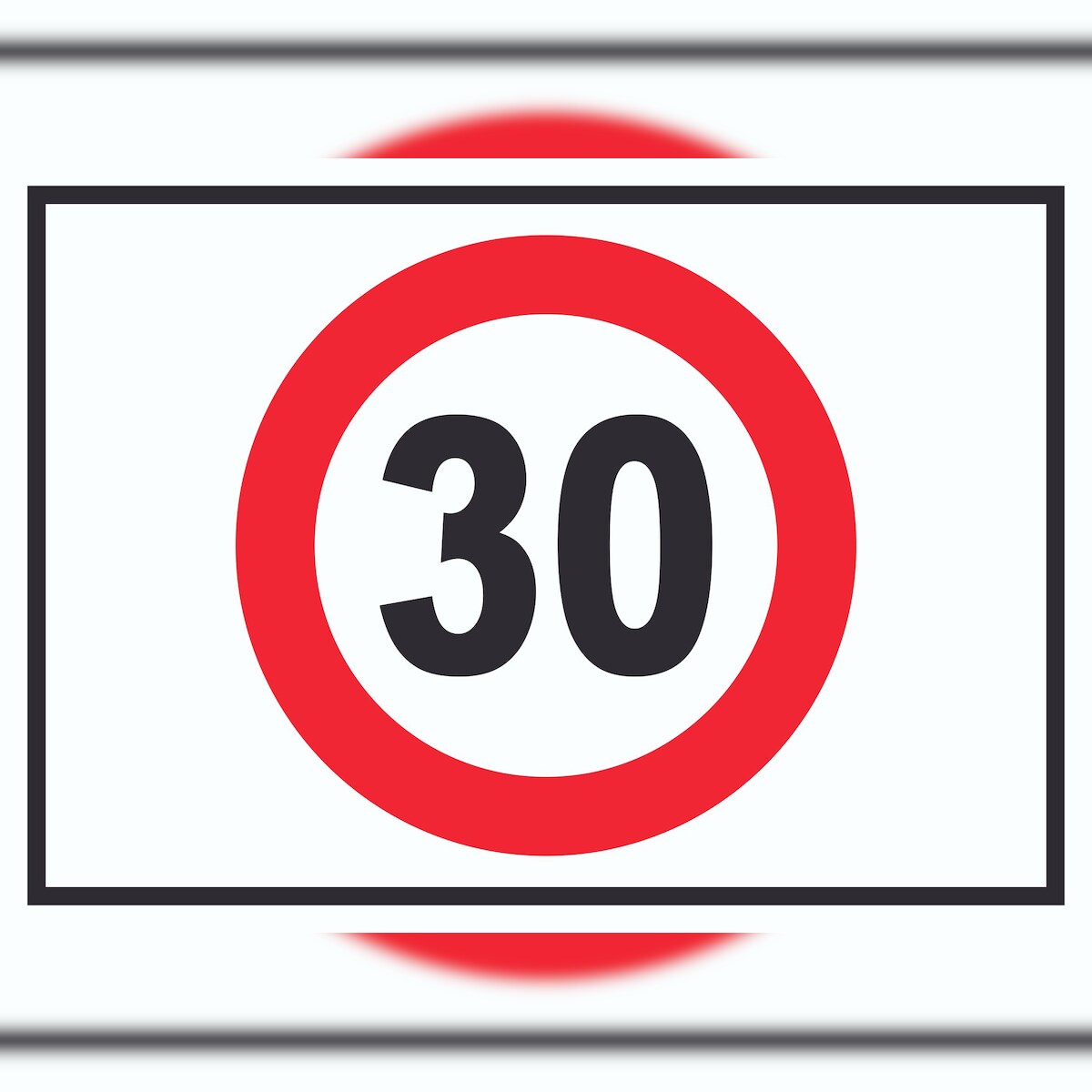 HB-Druck Tempo 30 km/h Geschwindigkeitsbegrenzung Schild Symbol A3 Rückseite selbstklebend Image
