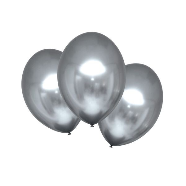 6 Luftballons Satin Luxe silber Image