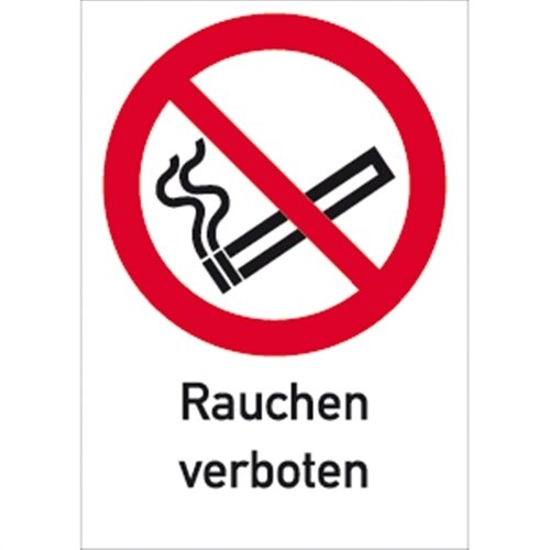 Schild Rauchen verboten ISO 7010, Kombischild, Kunststoff, 210x297 mm Image