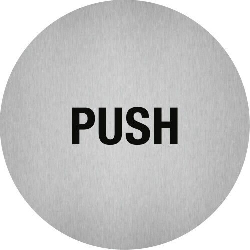 Aufkleber - Piktogramm Push, Edelstahl, selbstklebend, Ø 50 mm Image