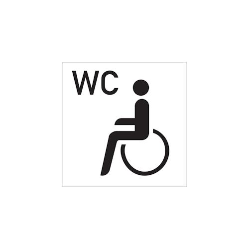WC-Schild, WC + Piktogramm Barrierefrei – 300×300 mm Folie selbstklebend