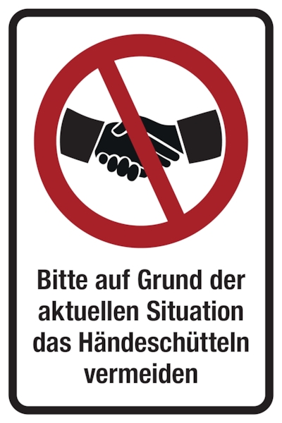 Hinweisschild, Händeschütteln vermeiden, Folie, 150 x 100 mm - 100x150 mm Folie selbstklebend Image