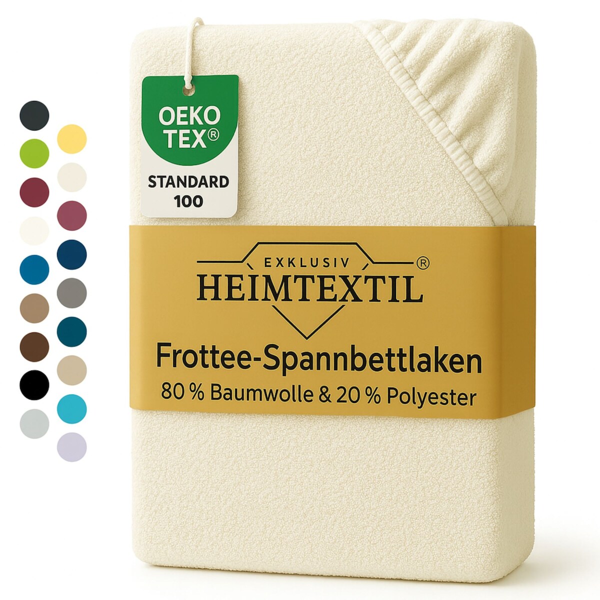 EXKLUSIV HEIMTEXTIL Frottee Spannbettlaken Rundumgummizug Marke 70 x 140 cm Naturweiss 80% Baumwolle 20% Polyester Öko - Tex Zertifiziert Bed-Sheet Image