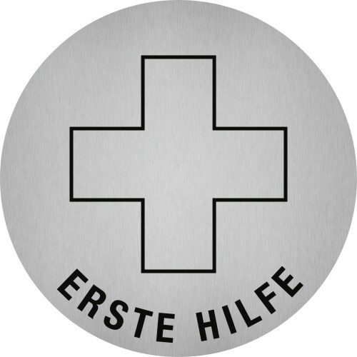 Aufkleber - Piktogramm Erste Hilfe, Edelstahl, selbstklebend, Ø 50 mm Image