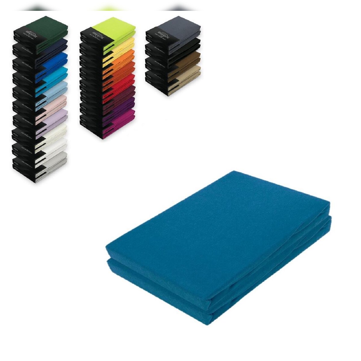 EXKLUSIV HEIMTEXTIL Doppelpack Jersey Spannbettlaken 60 x 120 - 70 x 140 cm Petrol Image