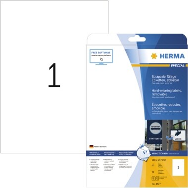 HERMA Folienetikett 4577 210x297mm weiß 20 St./Pack. Image