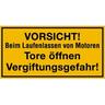 Schild VORSICHT!Beim Laufenlassen von Motoren Vergiftungsgefahr!, Kunststoff, 400x200mm