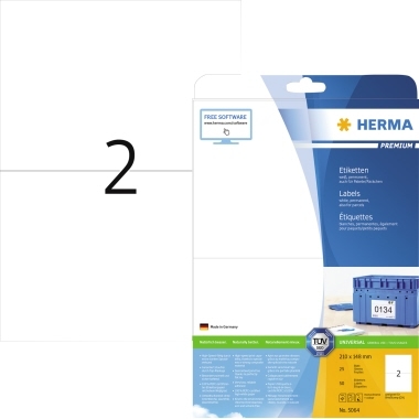 HERMA Etikett PREMIUM 5064 210x148mm weiß 50 St./Pack. Image