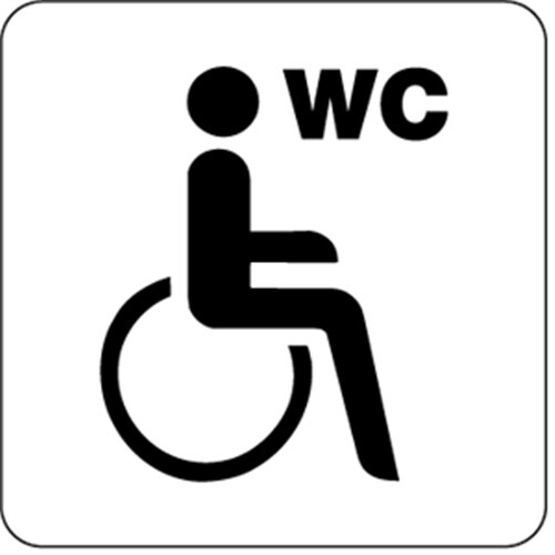 Schild Piktogramm WC Behinderte/barrierefrei mit Text "WC", Kunststoff, 160x160 mm Image