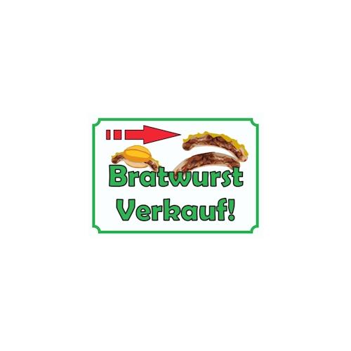 Bratwurst Verkaufsschild Schild mit Pfeil nach rechts A5 (148x210mm)