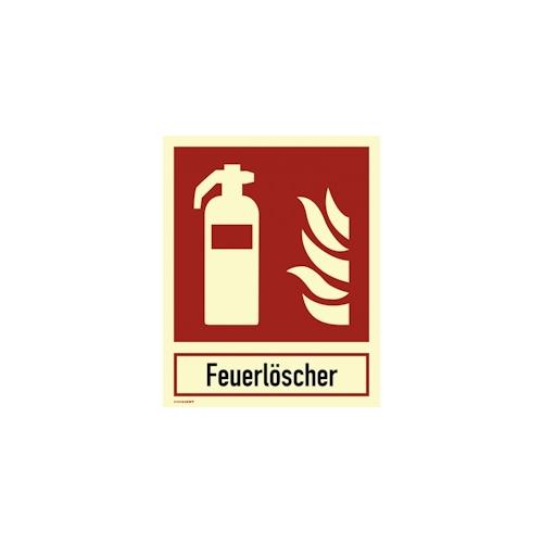 Kombischild Feuerlöscher mit Text Feuerlöscher, Folie,nachl.,160-mcd, 200x250 mm