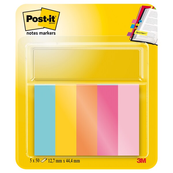 Post-it Index-Haftstreifen Blau, Orange, Rosa, Gelb 5 Blöcke à 50 Blatt Image