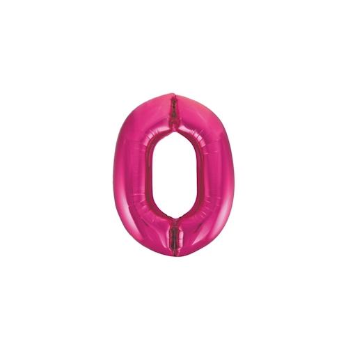 Folienballon Zahl 0 pink