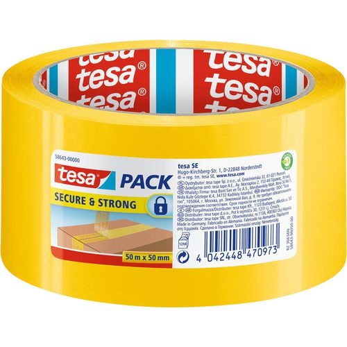 tesa Signalband tesapack Secure & Strong Gelb 50 mm (B) x 50 m (L) PP (Polyproplylen) Image
