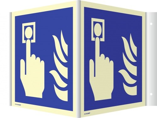 Dreifke® Winkelschild Hausalarm Brandmelder, Alu, nachleucht., 160-mcd, 148x148 mm Image