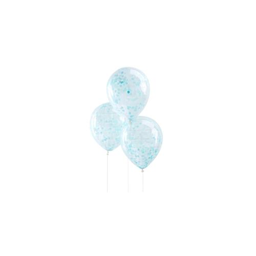 5 Konfetti Ballons blau