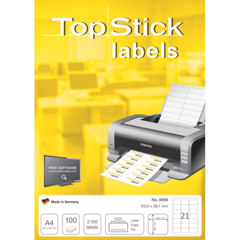 TOP STICK Universal-Etiketten, 200 x 95 mm, weiß, 100 Blatt Image