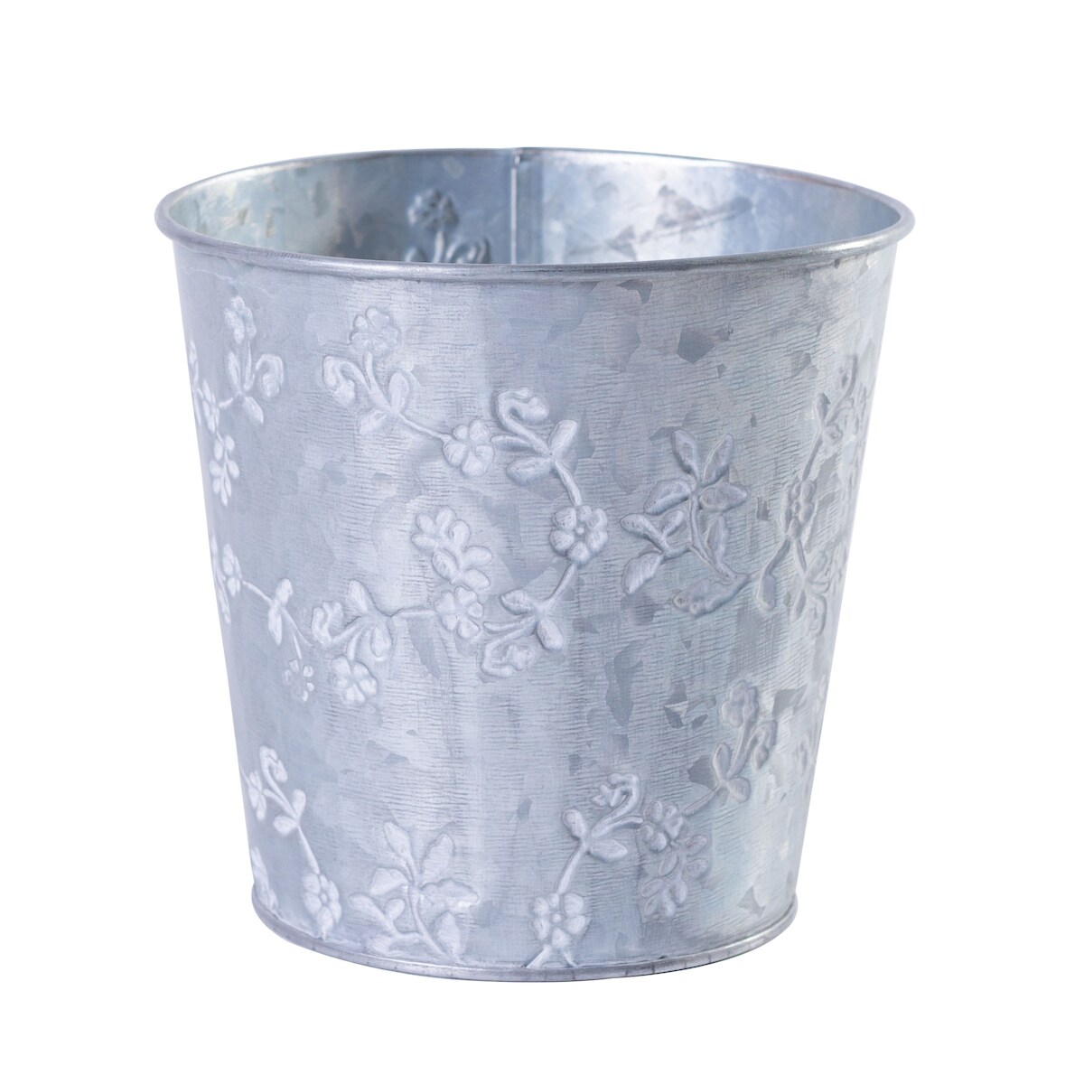 H&D Manufaktur Jinfa® | Metalltopf verzinkt | Zink | Höhe: 10,9 cm, Ø 14,8 cm | 1 verzinkter Metalltopf mit 3D-Look | Pflanztopf, Aschenbecher oder Dekoration Image