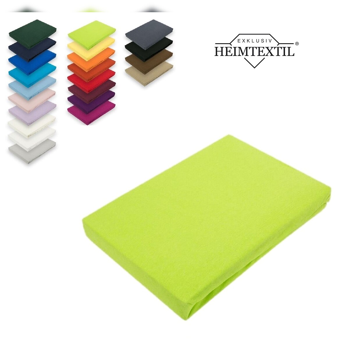 EXKLUSIV HEIMTEXTIL Topper Jersey Spannbettlaken Spannbetttuch Bettlaken Marke 140 - 160 cm x 200 cm Apfelgrün Image