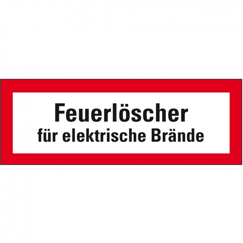 Aufkleber I Feuerwehrschild Feuerlöscher für elektrische Brände, Folie, selbstklebend, 210x74mm, DIN 4066 Image