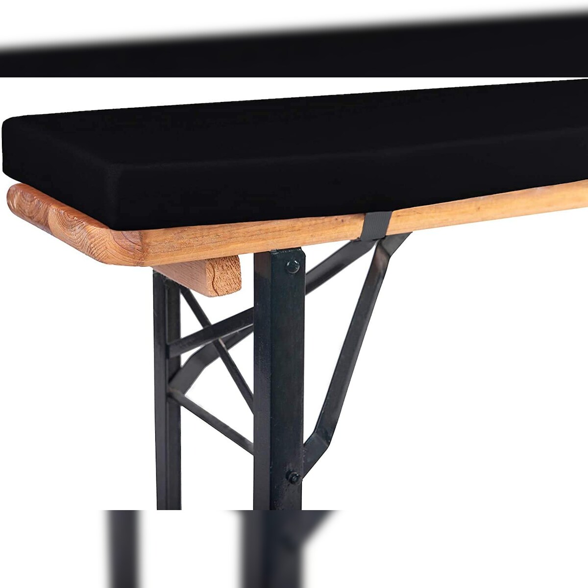 TexDeko Bierbankauflage gepolstert 220x25x4cm XL Bankauflage waschbar mit Reißverschluss zum selber aufziehen (Schwarz wasserabweisend) Image