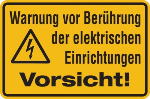 Warnschild, Warnung vor Berührung der elektrischen Einrichtungen, 200 x 300 mm, Folie - 300x200 mm Folie selbstklebend Image