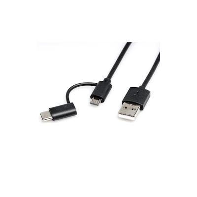 ROLINE USB 2.0 Sync- & Ladekabel Typ A - Typ C / Micro B, schwarz, 1 m