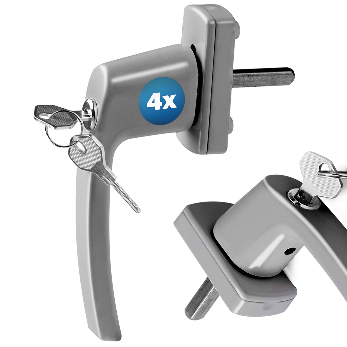 MONZANA® Fenstergriffe 4er Set Aluminium silber inkl. Schlüssel Image