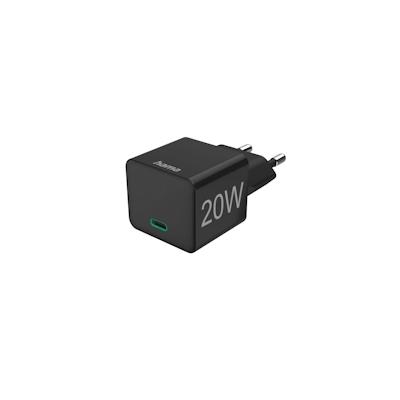 HAMA Schnellladegerät, USB-C, PD/Qualcomm®, Mini-Ladegerät, 20 W, Schwarz