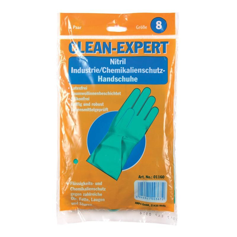 AMPri Clean Expert Nitrilhandschuhe antiallergisch, latexfrei, grün, Länge 32 cm Gr. S Image