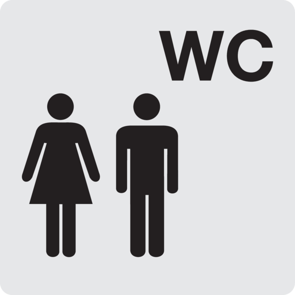 WC-Schild, Damen/Herren, Piktogramm, 60 x 60 mm - 60x60x0.5 mm Aluminium glatt Image