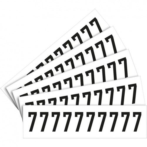 Aufkleber I Ziffer 7, weiß/schwarz, Folie, Schrifthöhe: 25mm, 32,5x14,9mm, 5 Bogen/VE, 10/Bogen Image